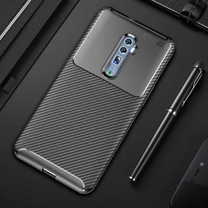Heptek İletişim Oppo Reno 10X Zoom Kılıf Kamera Çıkıntılı Karbon Fiber Dokulu Renk Atmaz Koruyucu Kapak (Negro)