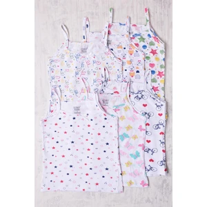 Sedef Yıldızı 6'lı Kız Çocuk Karışık Desenli Atlet