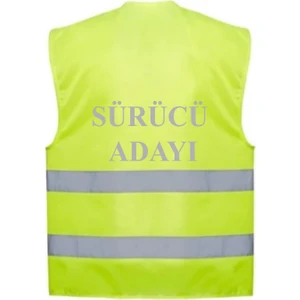 Asker Vadisi Sürücü Adayı Yazılı Sarı Renk Reflektörlü Ikaz Yeleği x 3 Adet