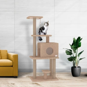Boncuk 150 cm Kedi Tırmalama ve Oyun Evi - Bej