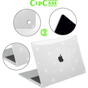 Cep Case Apple Macbook 13.6' Air 2022 M2 A2681 Kılıf Diamond Pırıltı Şeffaf Kapak+Ekran Koruma+Klavye Koruma