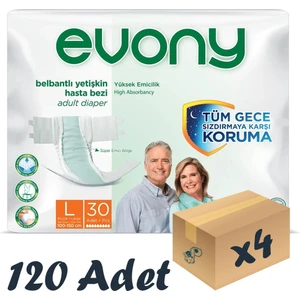 Evony Bel Bantlı Yetişkin Hasta Bezi Large 30'Lu 4 Paket 120 Adet