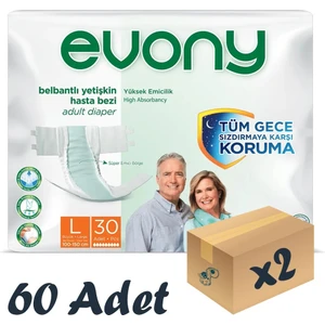 Evony Bel Bantlı Yetişkin Hasta Bezi Large 30'Lu 2 Paket 60 Adet