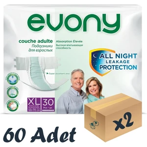 Evony Bel Bantlı Yetişkin Hasta Bezi Xlarge 30'Lu 2 Paket 60 Adet