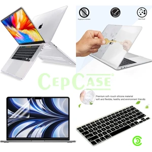 Cep Case Apple Macbook Pro 16.2'' 2023 M2 Pro/max Kılıf A2780 Kristal Kapak+Ekran Koruma+Klavye Koruma Set