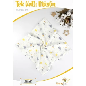 100X100 Cm, Organik Tek Katlı Müslin Bebek Pikesi, Battaniyesi