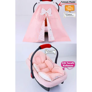 3 PARÇA - Puset Örtüsü, Bel Destekli Puset Minderi, Puset Çarşafı, %100 Pamuk - Tutmalı