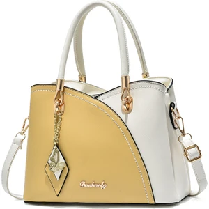 Kadın Çantası 2023 Yeni Moda Çanta Büyük Kapasiteli Ekose Kontrast Renkli Tek Omuz Askılı Çanta (Yurt Dışından)