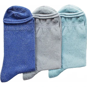 Unlimited Legwear 3lü Mavi/gri/lacivert Simli Ince Soket Çorap Seti