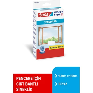Standart Sineklik - Kolay Montaj, Leke Tutmaz, Polyester, 130x150 cm, Beyaz, Böcek Koruma