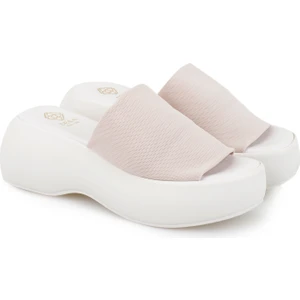 Kadın Beyaz Platform Tabanlı Terlik