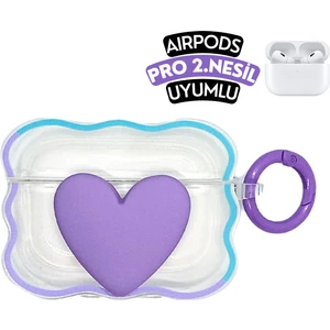 Airpods Pro 2. Nesil Uyumlu Dalga Tasarım Kalpli Şeffaf, Darbe Emici Premium Kılıf