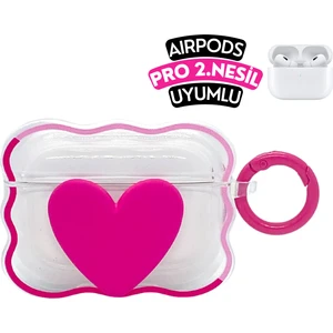 Airpods Pro 2. Nesil Uyumlu Dalga Tasarım Kalpli Şeffaf, Darbe Emici Premium Kılıf