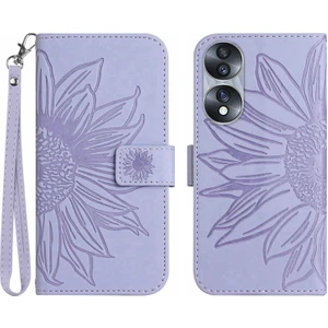 Honor 70 5g Için Cilt Dokunuşma Hissi Flip Telefon Kılıfı, Basılmış Ayçiçeği Standı Pu Deri Yumru Geçirmez Manyetik Cüzdan Kapağı Kayışlı (Yurt Dışından)