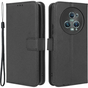 Honor Magic5 Pro 5g Elmas Doku Pu Deri Deri Cüzdan Telefon Kılıf Destek Standı Anti-Drop Cover (Yurt Dışından)