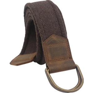 Anatolia Craft Erkek Kadın Kız Genç Unisex Derili D Tokalı Dokuma Kahverengi Taktik Spor Kanvas Kot Bezkemer