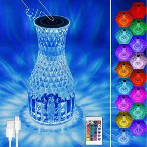 Buffer® Sürahi Model USB Şarjlı Dokunmatik Kumandalı 16 Farklı Işık Modlu Masa Üstü Kristal Akrilik Lamba LED