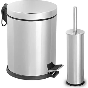 Hgtec Paslanmaz 2 Li Banyo Seti Krom Pedallı Çöp Kovası