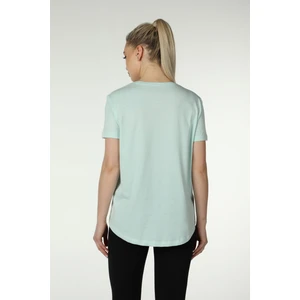defy's Kadın Baskılı Kısa Kollu Arka Oval Bisiklet Yaka Tişört Su Yeşili