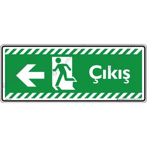 İsg Tabelam Çıkış Sola Ok/30x12cm/fosforlu etiket
