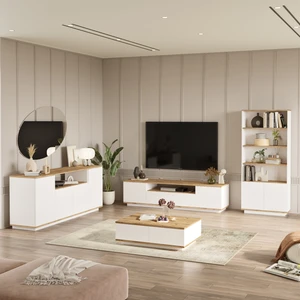 Robin Home Loft Tv Ünitesi Orta Sehpa Konsol Kitaplık 4'lü Set Çam-Beyaz