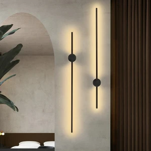 Mikro Aydınlatma Modern Dekoratif LED Duvar Aplik Uzun Çubuk LED Tekli 50 cm Siyah Kasa Gün Işığı