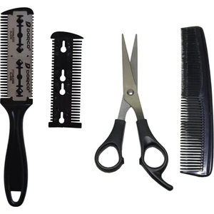 Kuaför Seti, Jiletli Tarak, Saç Kesme Makası, Tarak ve Derby Jilet 3lü Set