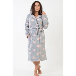 Kadın Polar Büyük Beden Kapsonlu Uzun Kol Uzun Sabahlık