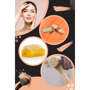 Doğal At Kılı Fırçası + Yüz Fırçası + Kabak Lifli Kolajen Sabunu Antiaging Güzellik Paketi