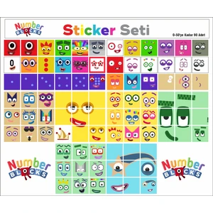 Number Blocks Matematik Eğitici Birim Küp Snapcubes /0-50 Mega Paket Sticker 90 Pcs