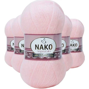 5 Adet Angora Lüks El Örgü Ipi Pembe 11502