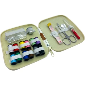 Çantalı Dikiş Seti 12 cm Boyutunda 12 Farklı Renk İplik ve Gerekli Aletler