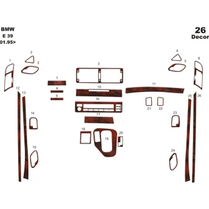 meriç cockpit design Meriç® Bmw 5 Seri E39 Ön Torpido Kaplama Maun 26 Parça 1995-2003