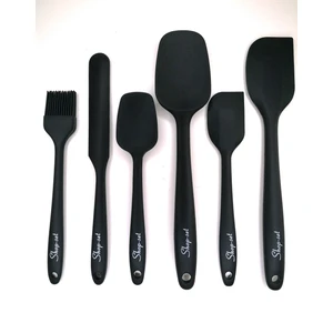 Shop-Set Isıya Dayanıklı Yanmaz Yapışmaz Silikon Spatula Seti 6 Parça -Siyah