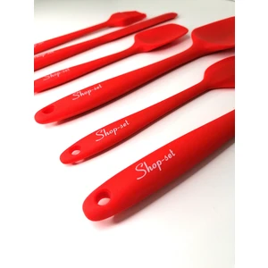 Shop-Set Isıya Dayanıklı Yanmaz Yapışmaz Silikon Spatula Seti 6 Parça-Kırmızı