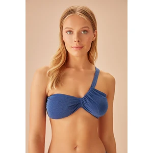 Tek Omuz Parlak Straplez Bralet Bikini Üst