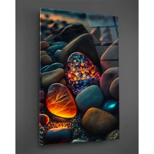 Renkli Çakıl Taşları Cam Tablo