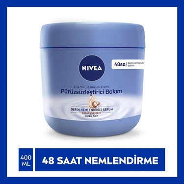 NIVEA El ve Vücut Bakım Kremi Pürüzsüzleştirici 400ml, 48 Saat Nemlendirici Serum, Shea Yağı, Kuru