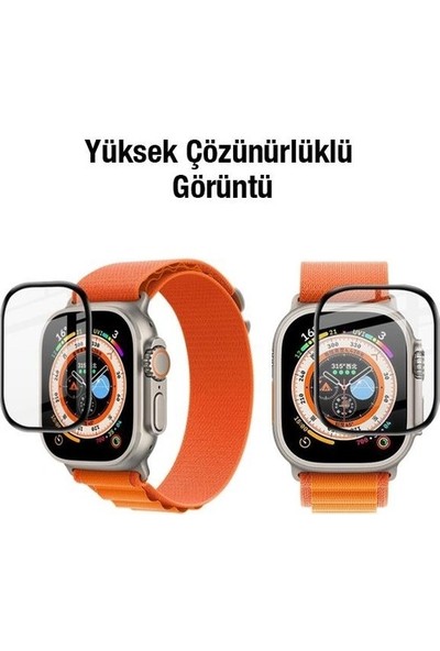 Arazon Apple Watch Ultra 49MM Uyumlu Tam Kaplayan Esnek Seramik Ekran Koruyucu 3D