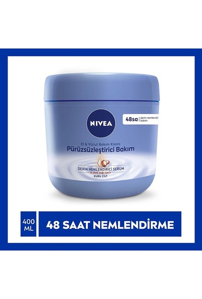 Nivea Pürüzsüzleştirici El & Vücut Bakım Kremi 400ml, Kuru Ciltler,48 Saat Yoğun Nemlendirme