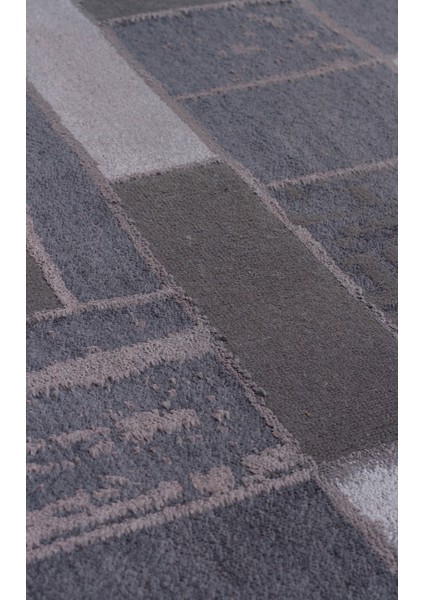 Tyler Antrasit Geometrik Polyester Makine Oda Salon Halısı fırsatları