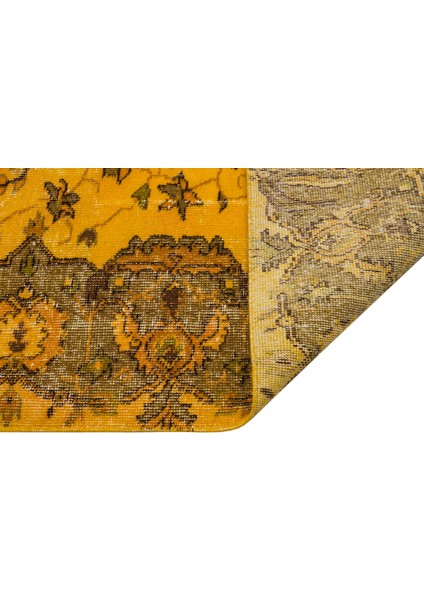 Vintage Sarı Göbekli Yün ve Pamuk El Dokuma Oda Salon Halısı modelleri
