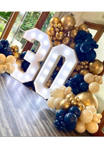 Krom Gold Gece Mavisi ve Ten Rengi Balon Zinciri 100 Adet