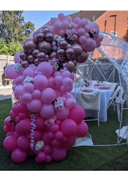 Krom Pembe Makaron Pembe ve Fuşya Balon Zinciri 100 Adet