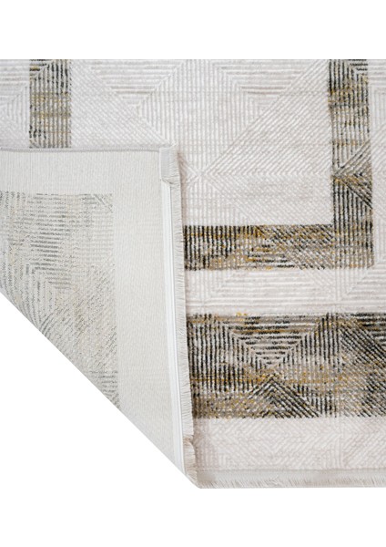 Bernetta Antrasit Geometrik Makine Salon Halısı Yolluk
