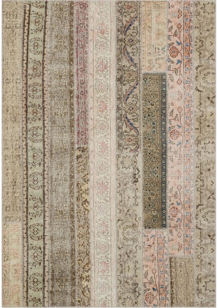 Patchwork Bej Patchwork Yün ve Pamuk El Dokuma Oda Salon Halısı