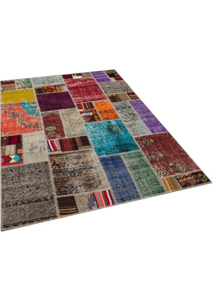 Patchwork Gri Patchwork Yün ve Pamuk El Dokuma Oda Salon Halısı fiyatları