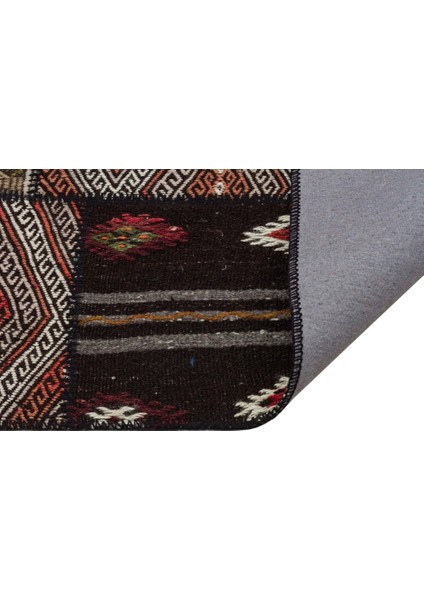 Patchwork Siyah Patchwork Yün ve Pamuk El Dokuma Oda Salon Halısı fiyatları