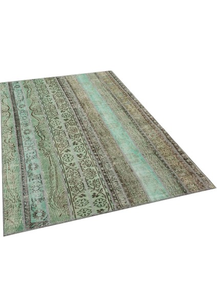 Patchwork Yeşil Patchwork Yün ve Pamuk El Dokuma Oda Salon Halısı modelleri