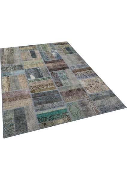 Patchwork Mavi Patchwork Yün ve Pamuk El Dokuma Oda Salon Halısı modelleri